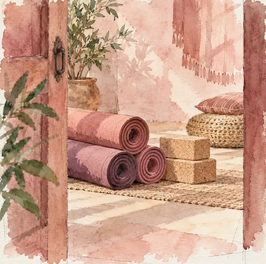 Illustration of wellness businesses equipment and workspace