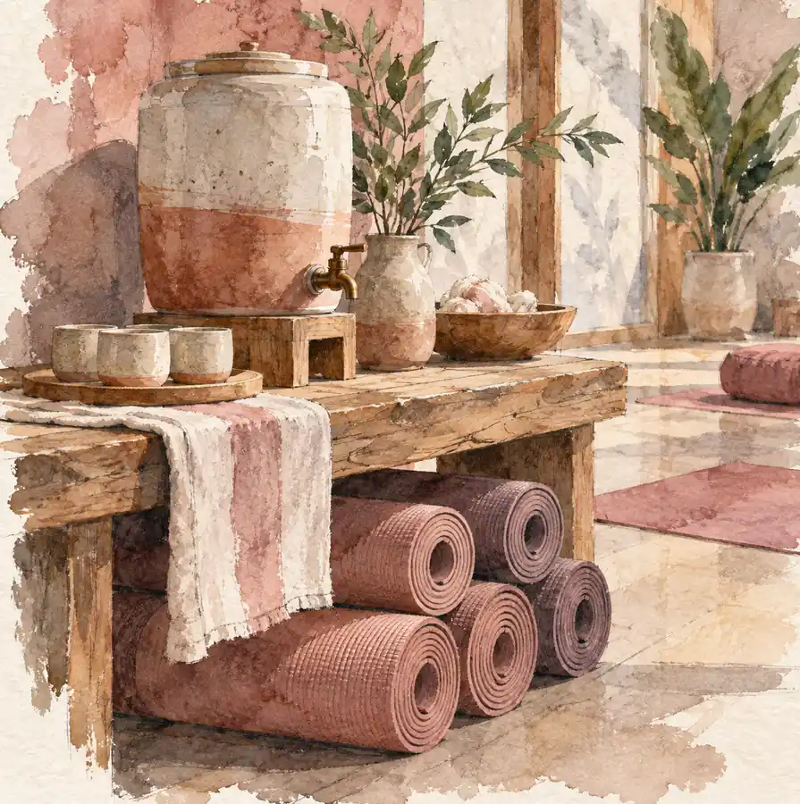 Illustration of wellness businesses equipment and workspace